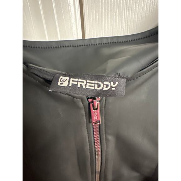 Freddy WRUP Faux Leather Jumpsuit‎ High Waisted Flare Black Small - Picture 3 of 10